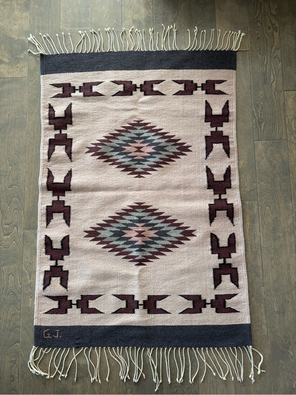 Handwoven Southwestern Diamond Fringe Rug